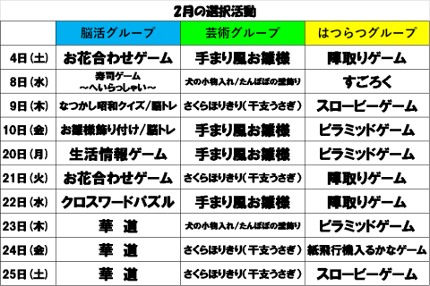 ２月 選択活動