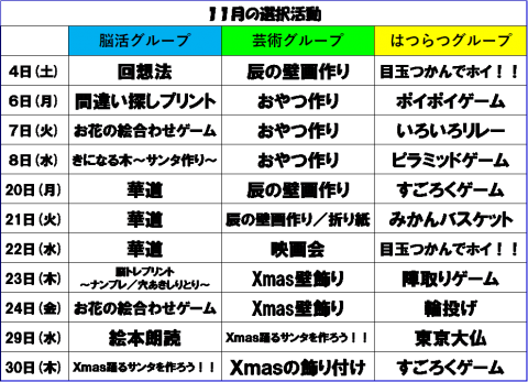 １１月選択活動