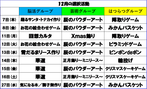 １２月選択活動