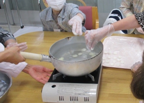 茹でて・・、