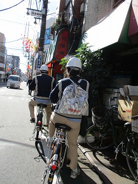 自転車で訓練　安否確認中