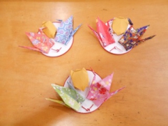 折り紙　鶴亀