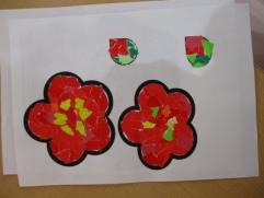 ちぎり絵で梅の花