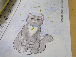 猫と星座の絵